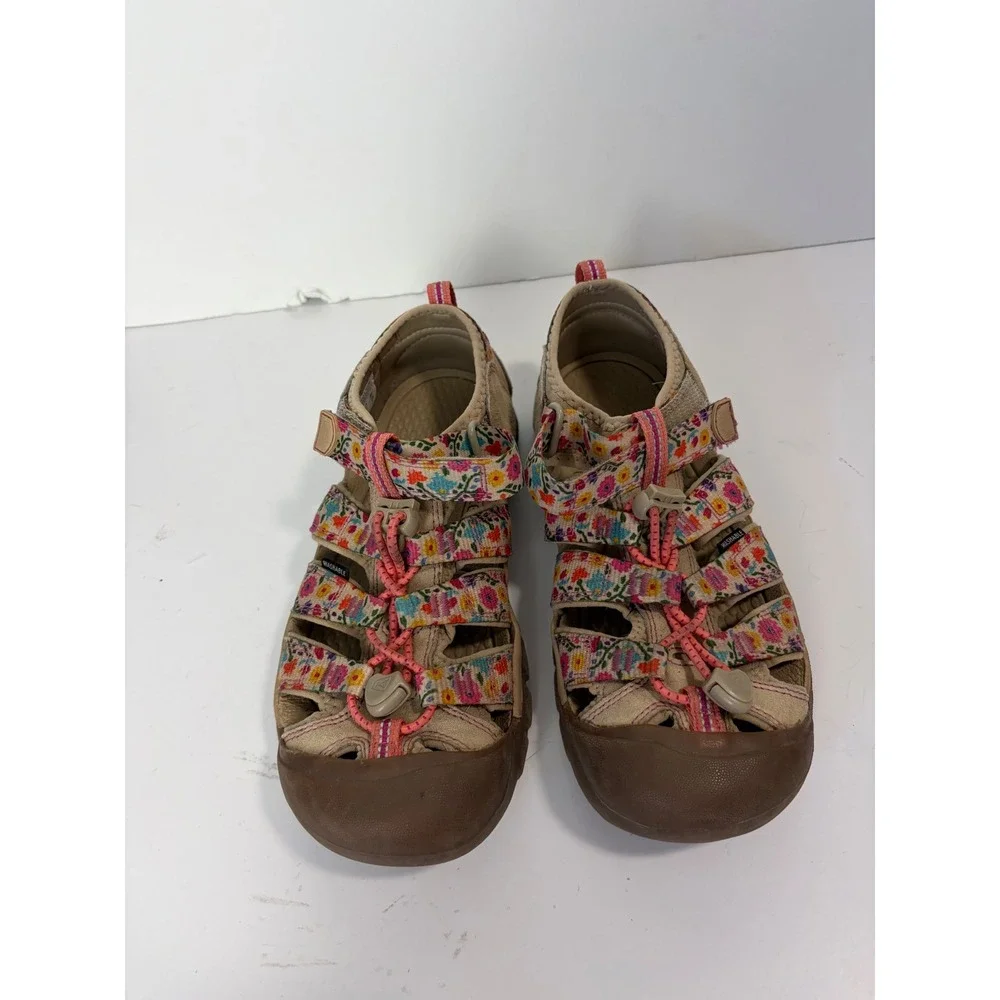 Keen Newport H2 Girls Floral Outdoor Water Hiking Sandals Tan Pink Size 4